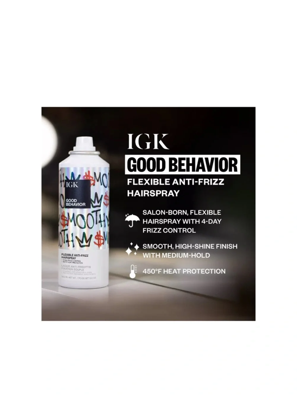 IGK Good Behavior Flexible Anti-Frizz Hairspray Travel 1.8oz NIP